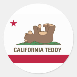 Sticker Rond Drapeau California Teddy Bear