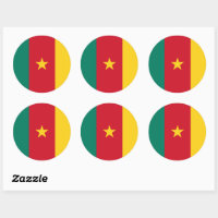 Sticker Rond Drapeau camerounais, drapeau du Cameroun