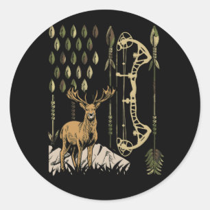 Sticker Rond Drapeau Camo Américain Bowhuning Bow Archery Deer
