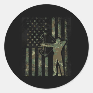 Sticker Rond Drapeau Camo Américain Chasse De Chasse De Chasse