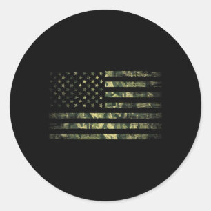 Sticker Rond Drapeau Camo Américain Usa Boys Hommes Femmes Fill