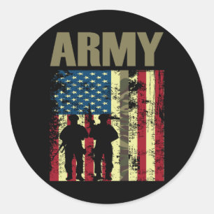 Sticker Rond Drapeau Camo US Armée 4 juillet États-Unis Militai