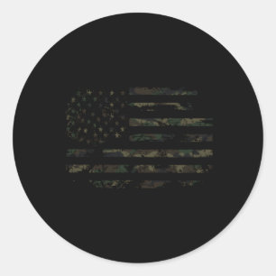 Sticker Rond Drapeau Camo Usa