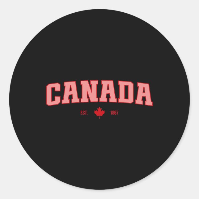 Sticker Rond Drapeau Canada Amour Rétro Fête du Canada Feuille  (Devant)