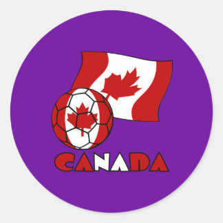 Sticker Rond Drapeau canadien avec balle de football