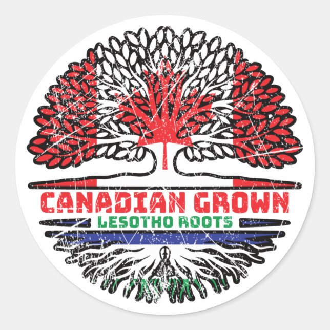 Sticker Rond Drapeau canadien des racines d'arbre du Canada Les (Devant)