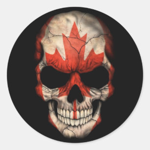 Sticker Rond Drapeau canadien en noir