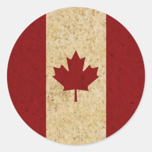 Sticker Rond Drapeau canadien grunge antique