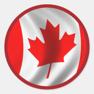 Sticker Rond Drapeau canadien qui flotte