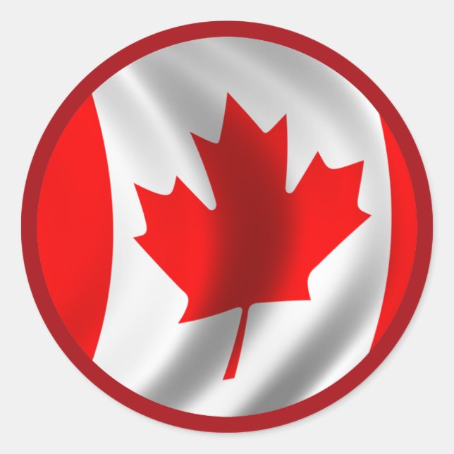 Sticker Rond Drapeau canadien qui flotte (Devant)