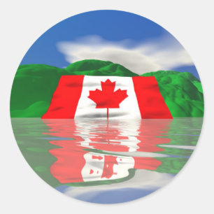 Sticker Rond Drapeau Canadien Terre