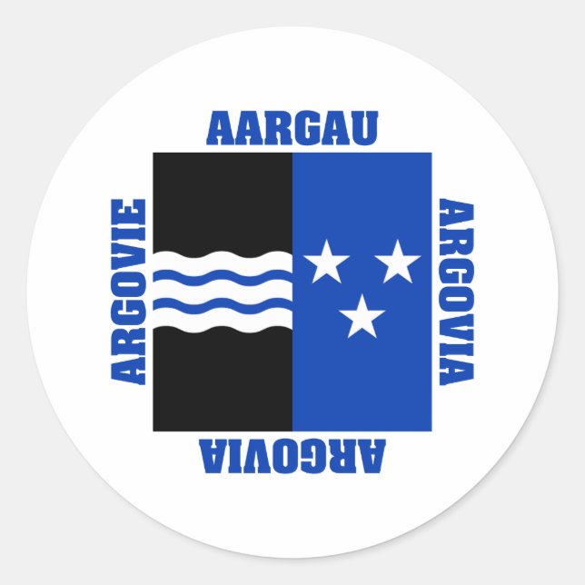Sticker Rond Drapeau canton d'Argovie Suisse (Devant)
