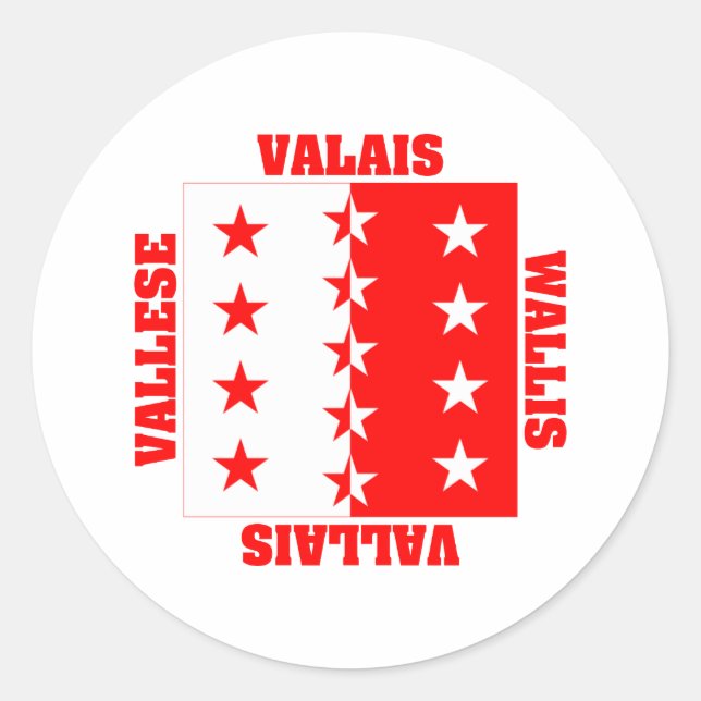 Sticker Rond Drapeau canton Valais Suisse (Devant)