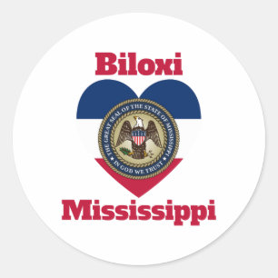 Sticker Rond Drapeau cardiaque Biloxi Mississippi
