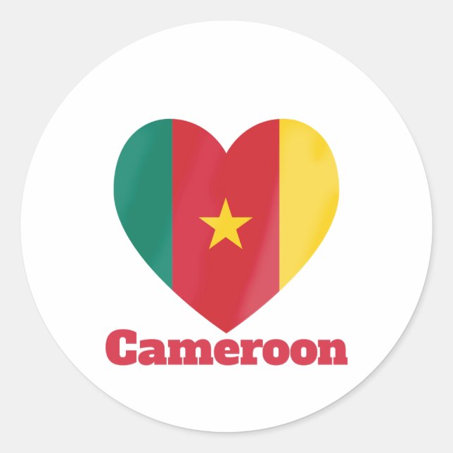Sticker Rond Drapeau cardiaque du Cameroun (Devant)