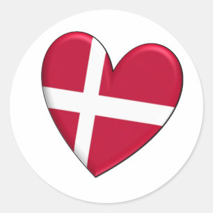 Sticker Rond Drapeau cardiaque du Danemark