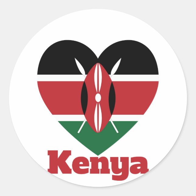Sticker Rond Drapeau cardiaque du Kenya (Devant)