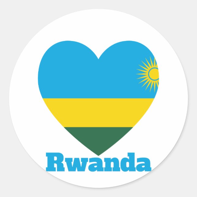 Sticker Rond Drapeau cardiaque du Rwanda (Devant)