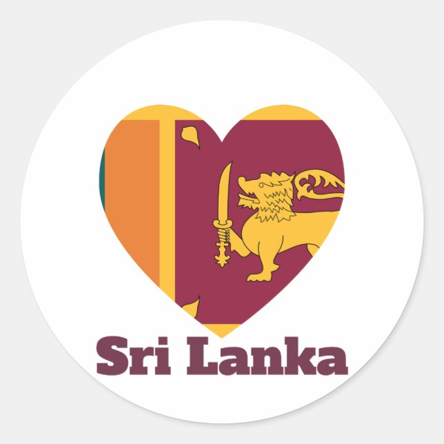 Sticker Rond Drapeau cardiaque du Sri Lanka (Devant)