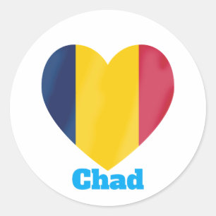 Sticker Rond Drapeau cardiaque du Tchad