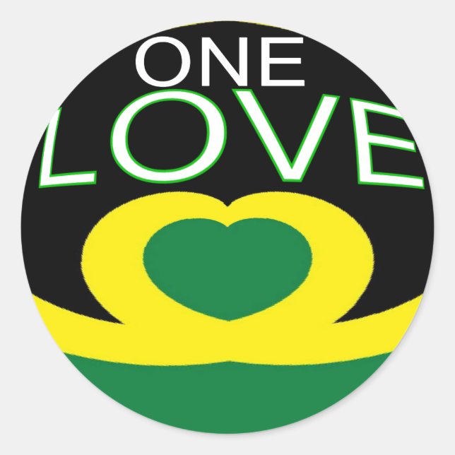Sticker Rond Drapeau cardiaque jamaïcain amour (Devant)