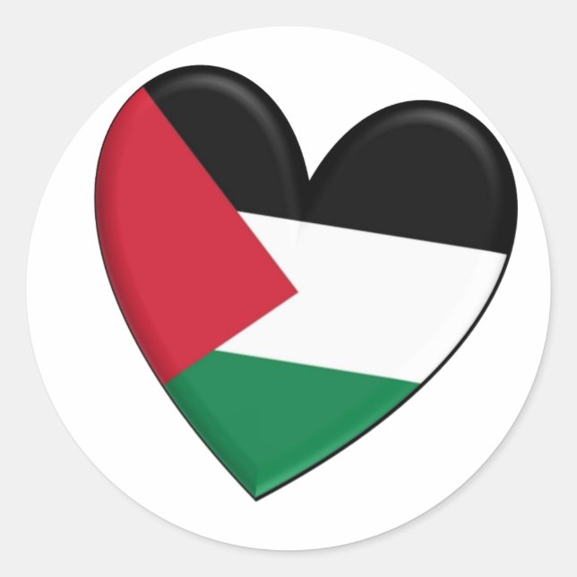 Sticker Rond Drapeau cardiaque palestinien (Devant)