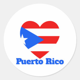 Sticker Rond Drapeau cardiaque Porto Rico