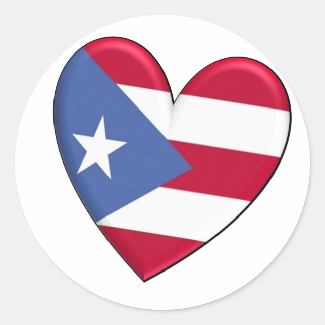 Sticker Rond Drapeau cardiaque Porto Rico (Devant)