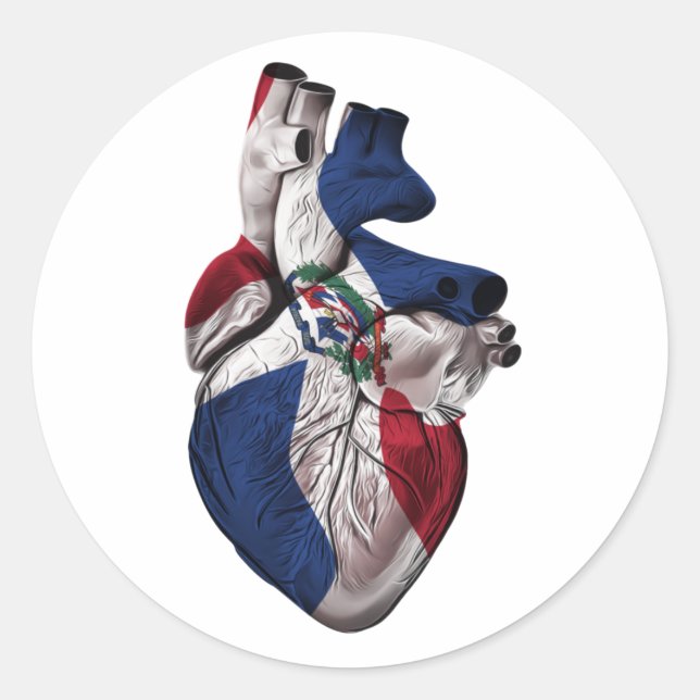 Sticker Rond Drapeau cardiaque républicain Dominicana (Devant)