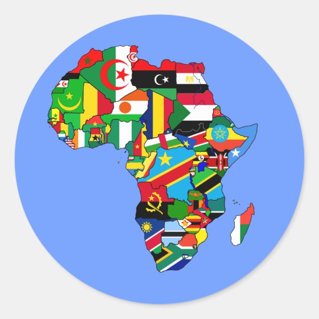 Sticker Rond Drapeau Carte des drapeaux d'Afrique - Cadeau de c (Devant)