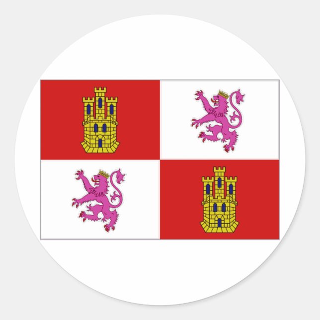 Sticker Rond Drapeau Castilla Leon (Devant)