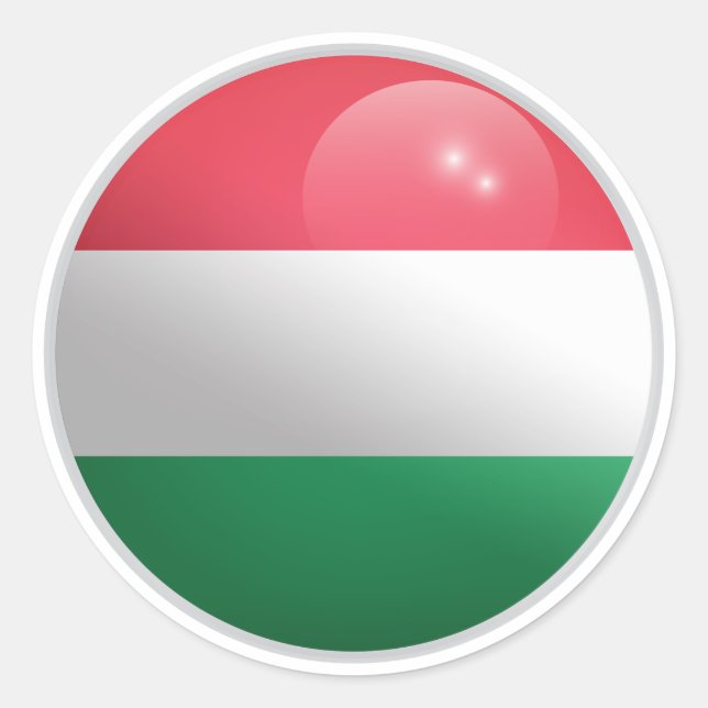 Sticker Rond Drapeau Cercle Brillant de Hongrie (Devant)
