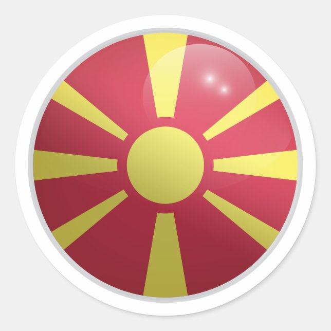 Sticker Rond Drapeau Cercle Brillant Macédoine  (Devant)