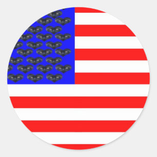 Sticker Rond Drapeau Chats Noirs Et Bandes
