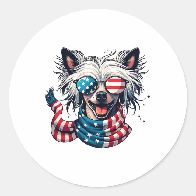Sticker Rond Drapeau Chinois 4 juillet Patrioti (Devant)