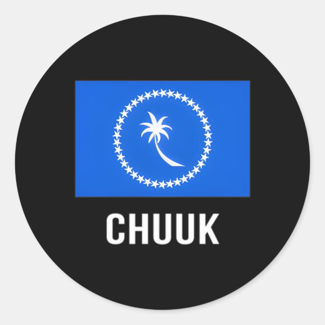 Sticker Rond Drapeau Chuuk Chuukese (Devant)