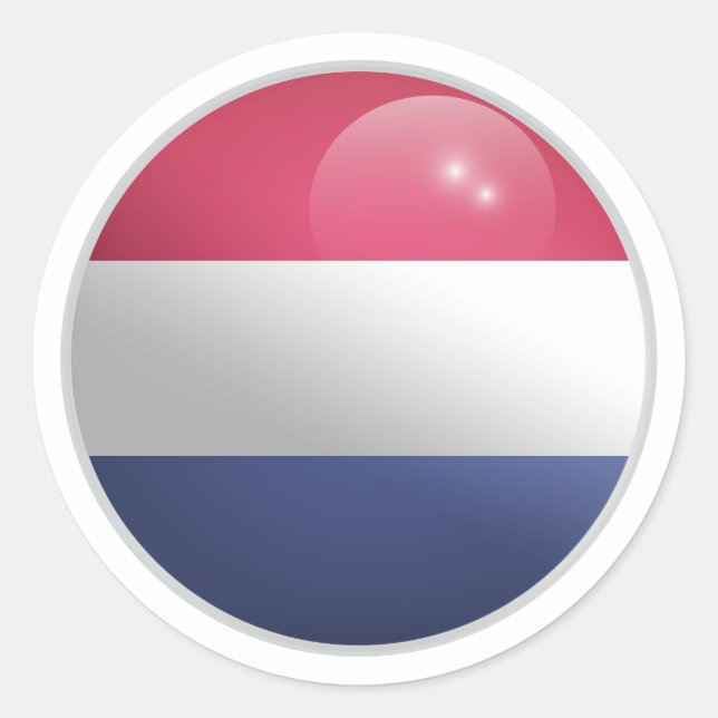 Sticker Rond Drapeau circulaire brillant Pays-Bas (Devant)