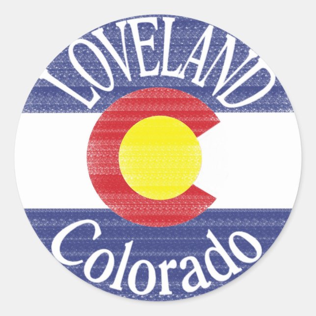Sticker Rond Drapeau circulaire Loveland Colorado (Devant)