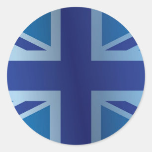 Sticker Rond Drapeau classique bleu métallique d'Union Jack le