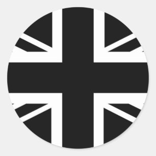 Sticker Rond Drapeau classique noir et blanc d'Union Jack les