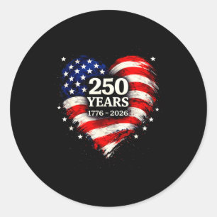Sticker Rond Drapeau cœur 250 ans de conception de liberté usa