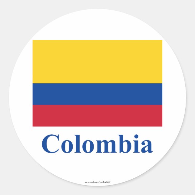 Sticker Rond Drapeau Colombie avec nom (Devant)