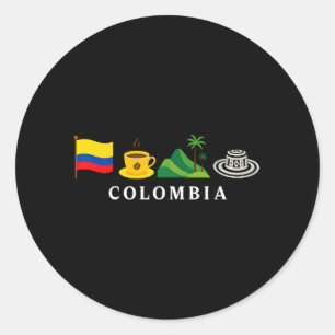 Sticker Rond Drapeau colombien du pays Colombie pour hommes fem