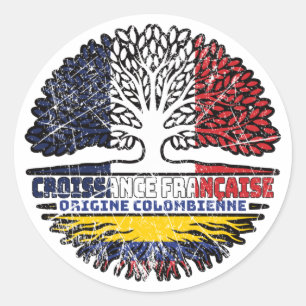 Sticker Rond drapeau colombien français des racines d'arbre