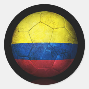 Sticker Rond Drapeau Colombien Porté Bal De Football