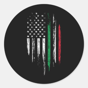 Sticker Rond Drapeau Combo Italo-Américain Italie Usa Italia Pa