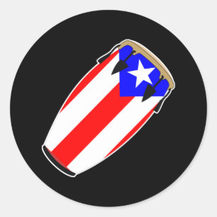 Sticker Rond Drapeau Conga Porto Rico