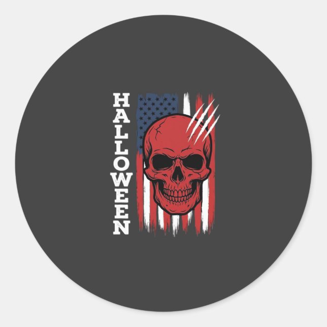 Sticker Rond Drapeau crâne Halloween Vector Design_1 (Devant)