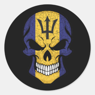 Sticker Rond Drapeau crâne souriant de Barbade