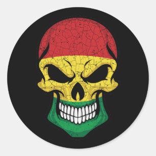 Sticker Rond Drapeau crâne souriant de Bolivie